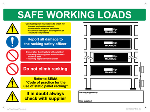 Safe Working Load Racking Sign